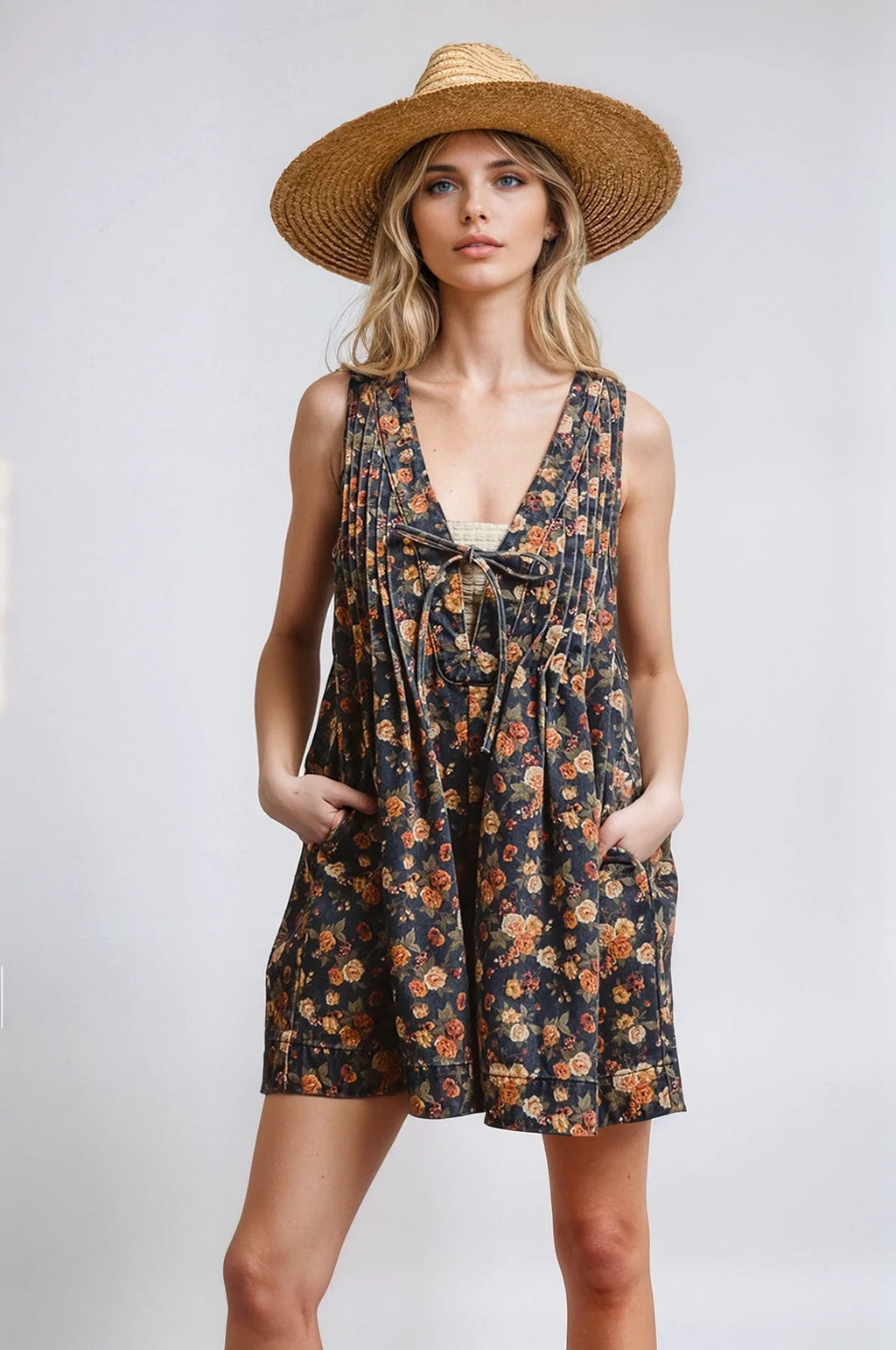 Vintage Bloom Denim Romper - Rooted & Reckless Co.