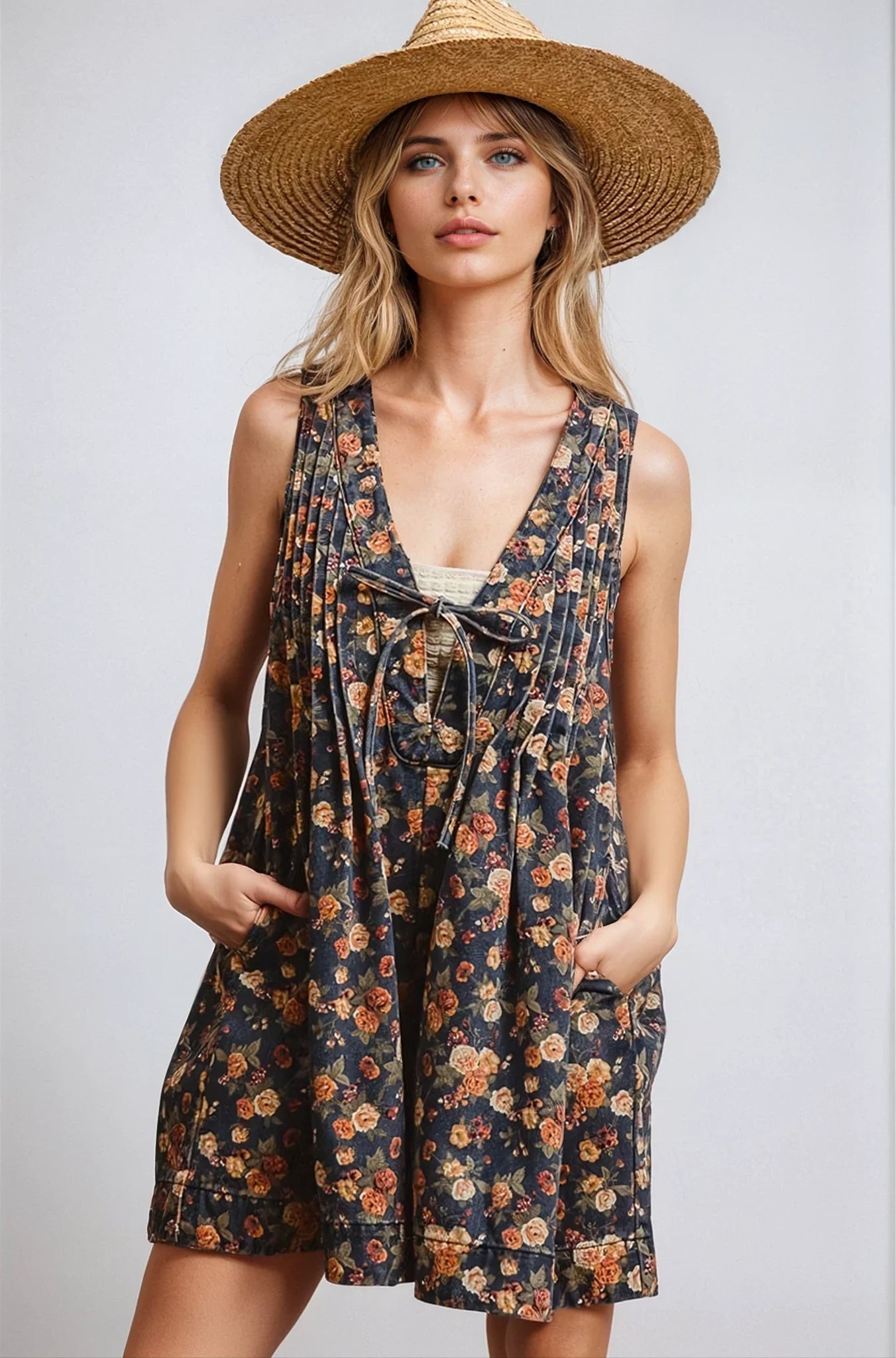Vintage Bloom Denim Romper - Rooted & Reckless Co.