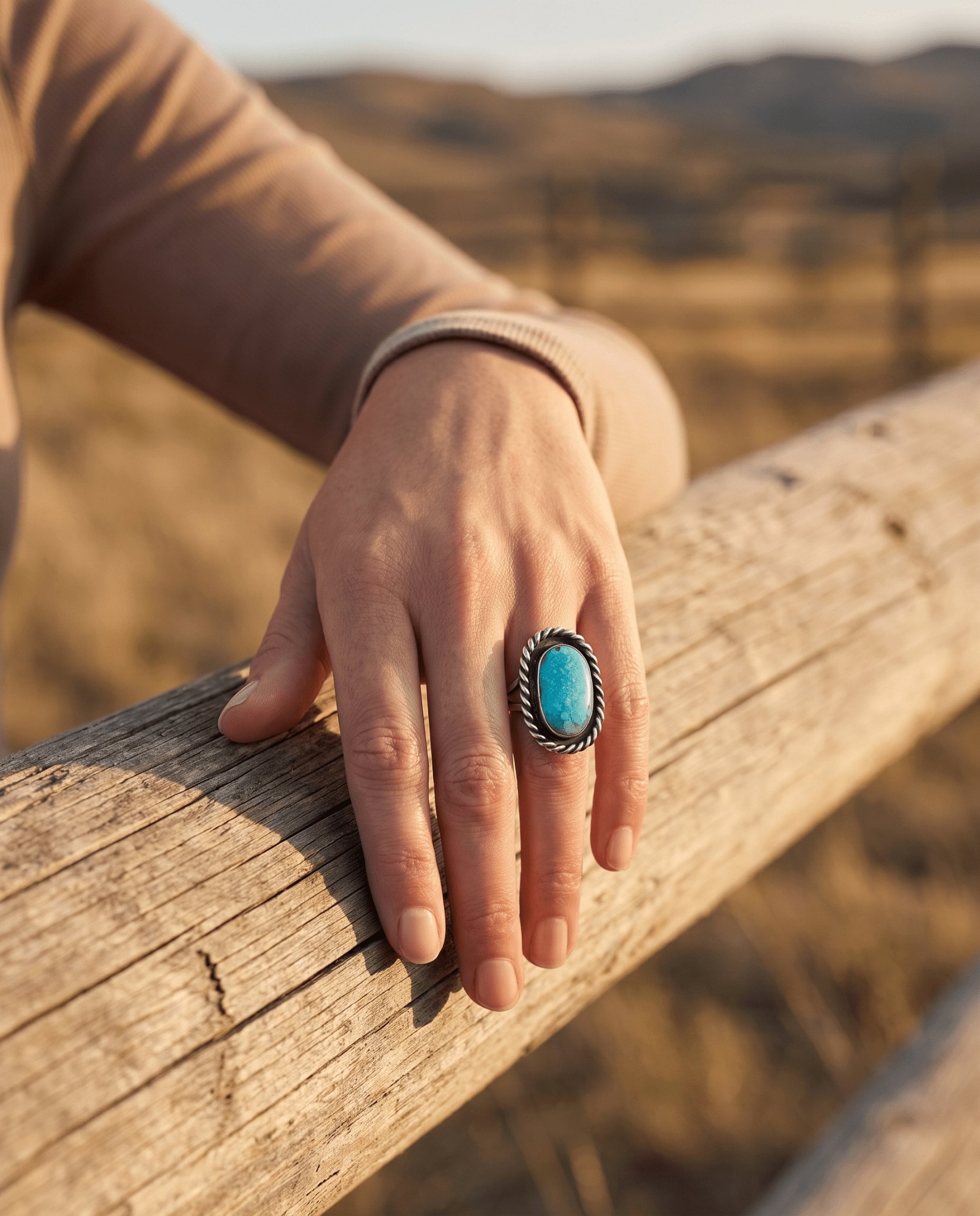 Vintage Sterling Silver Waterweb Blue Turquoise Cabochon Ring — Size 10.5 - Rooted & Reckless Co.