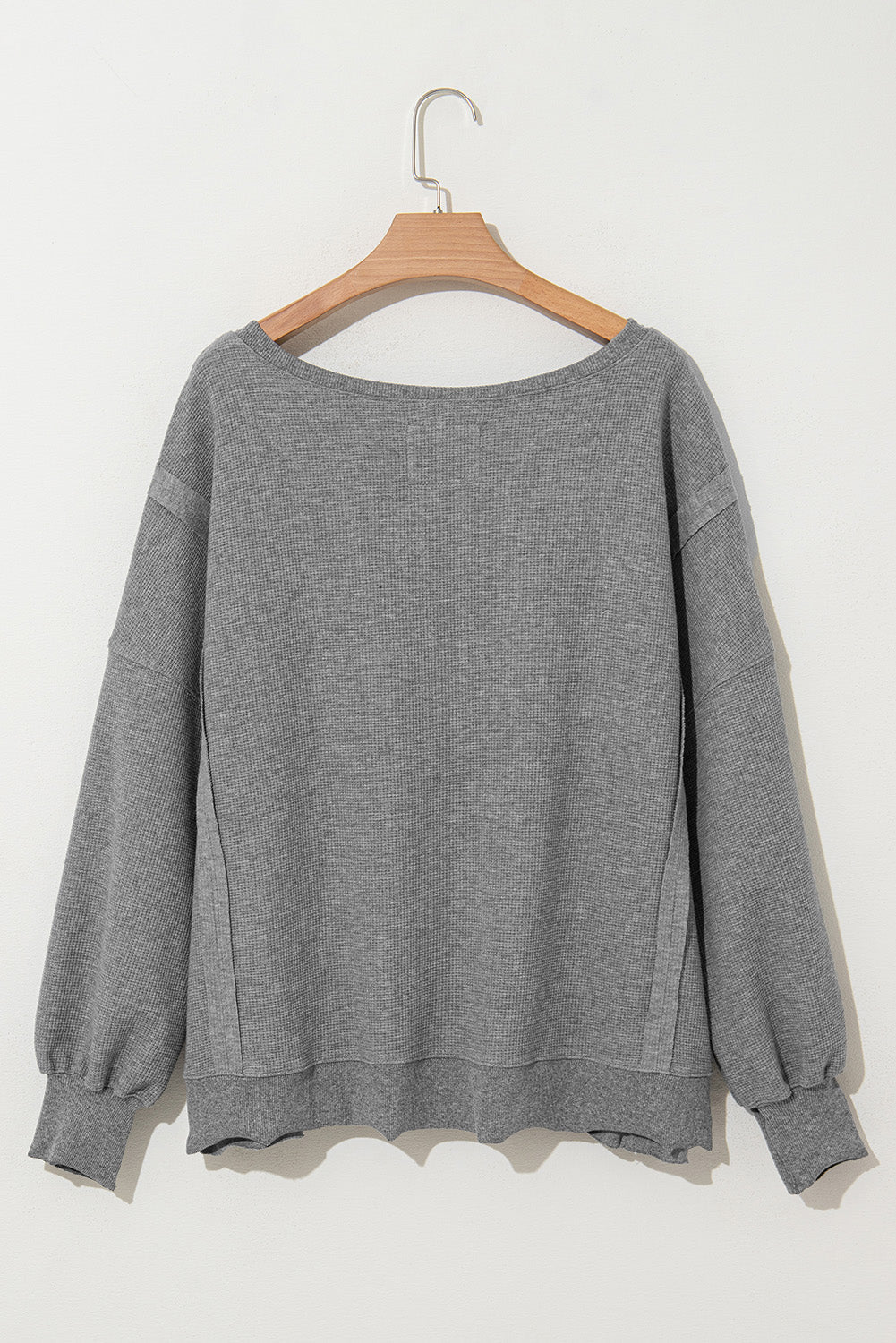 Waffle Knit Bishop Sleeve Side Split Top - Rooted & Reckless Co.