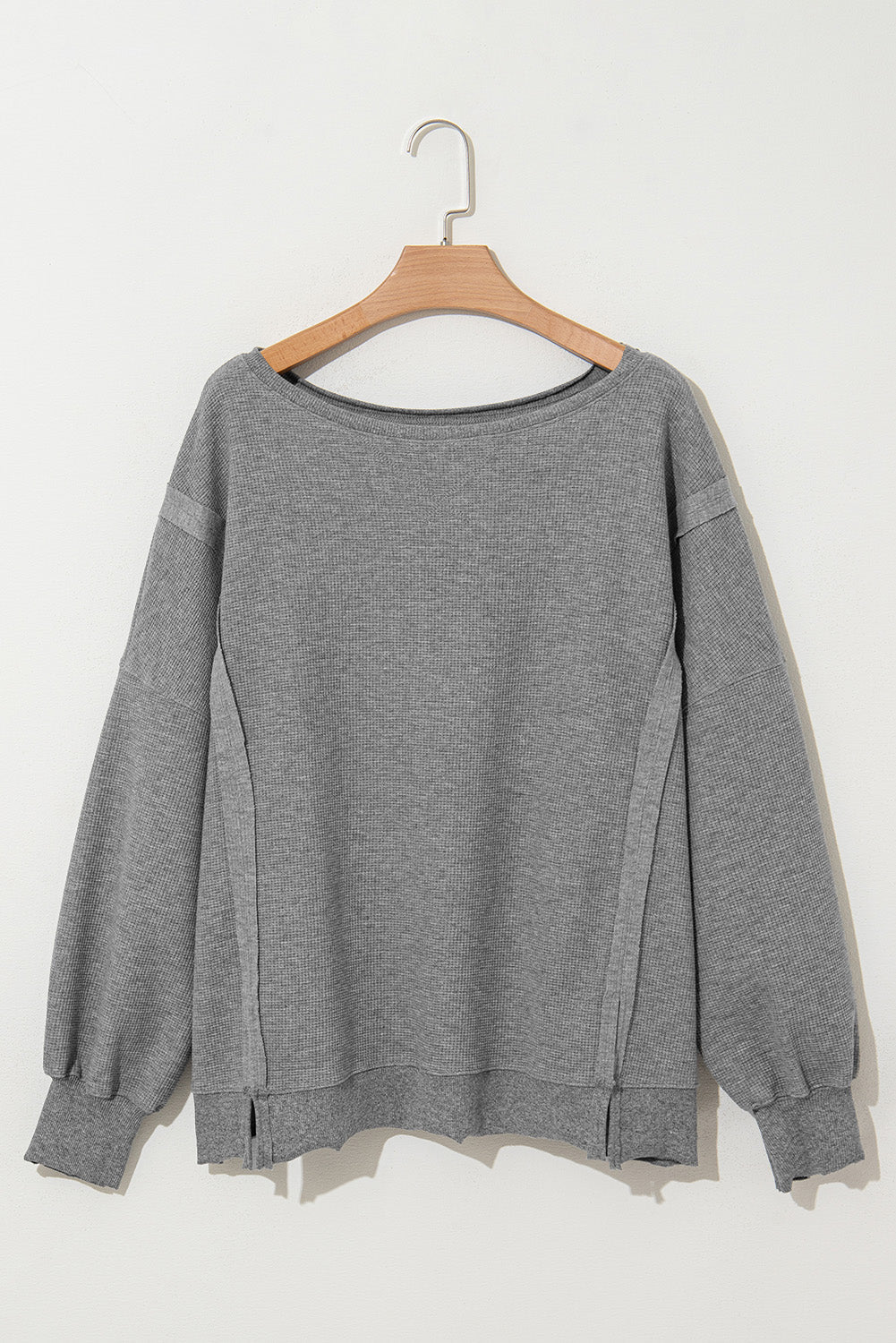 Waffle Knit Bishop Sleeve Side Split Top - Rooted & Reckless Co.