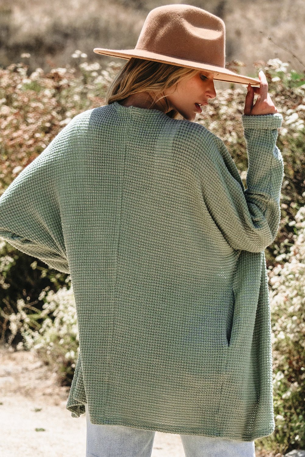 Waffle Knit Open Front Cardigan - Rooted & Reckless Co.