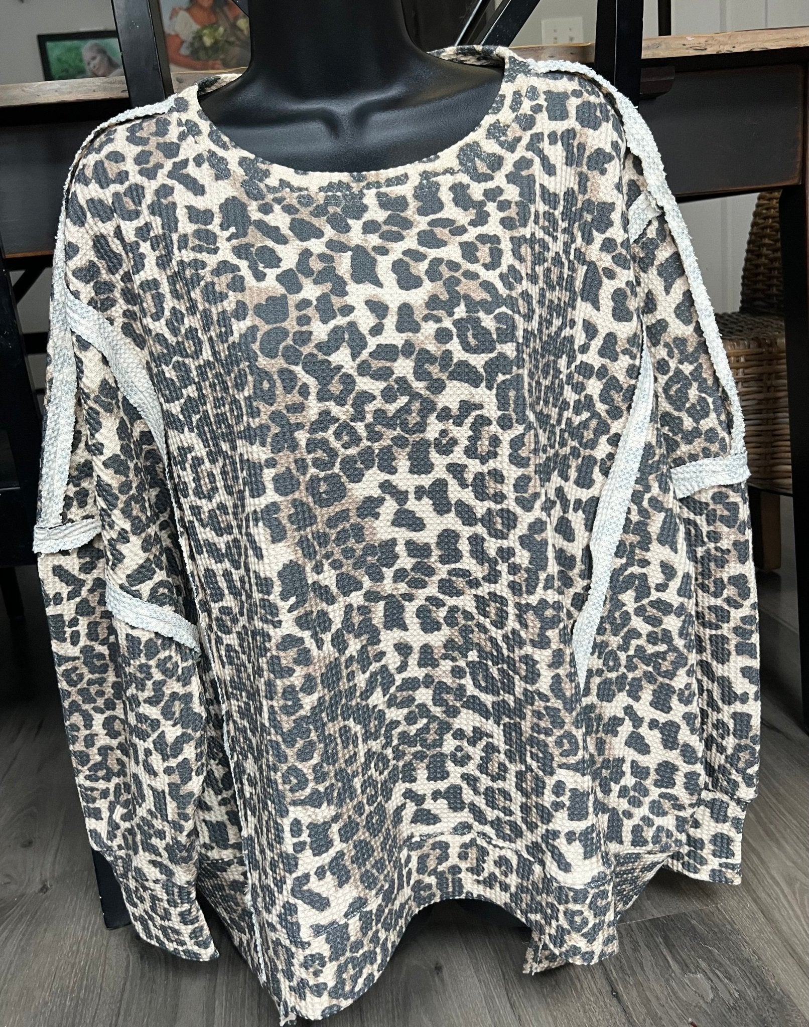 Waffle Knit Oversized Thermal Sweatshirt - Rooted & Reckless Co.