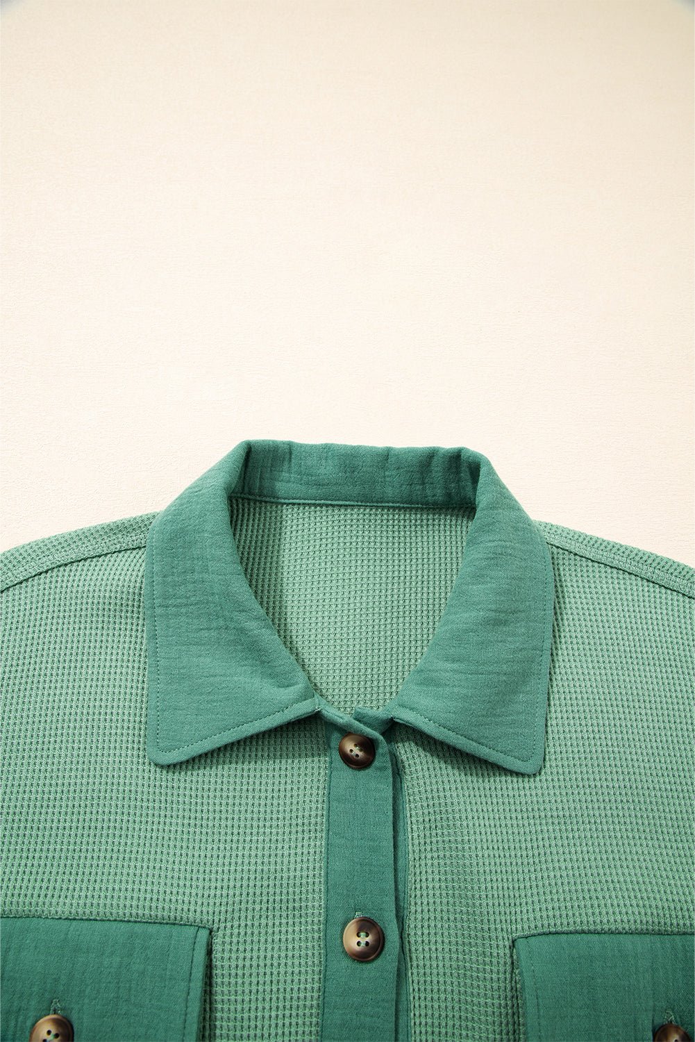 Waffle Knit Patchwork Button-Up Shirt - Rooted & Reckless Co.