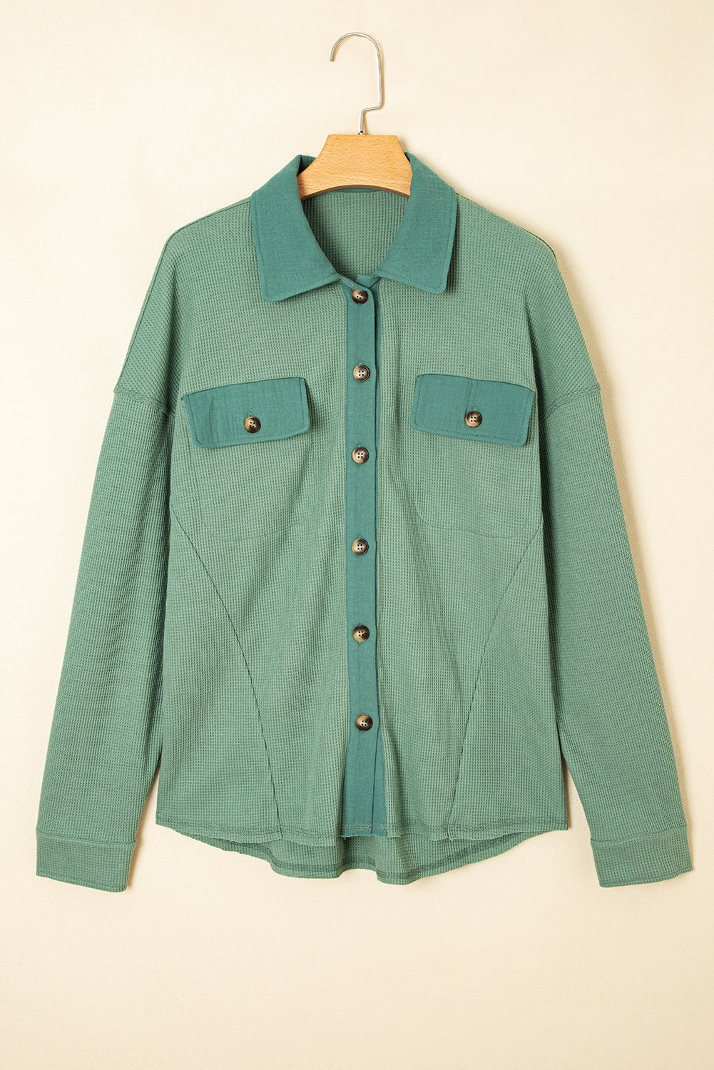 Waffle Knit Patchwork Button-Up Shirt - Rooted & Reckless Co.