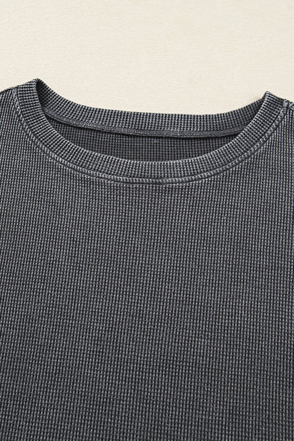 Waffle Knit Patchwork Long Sleeve Top - Rooted & Reckless Co.