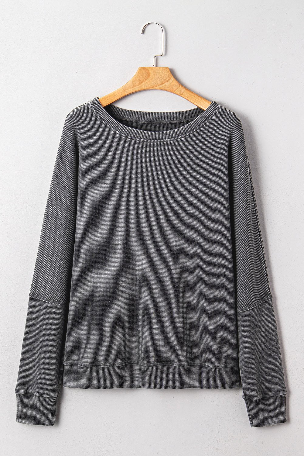 Waffle Knit Patchwork Long Sleeve Top - Rooted & Reckless Co.