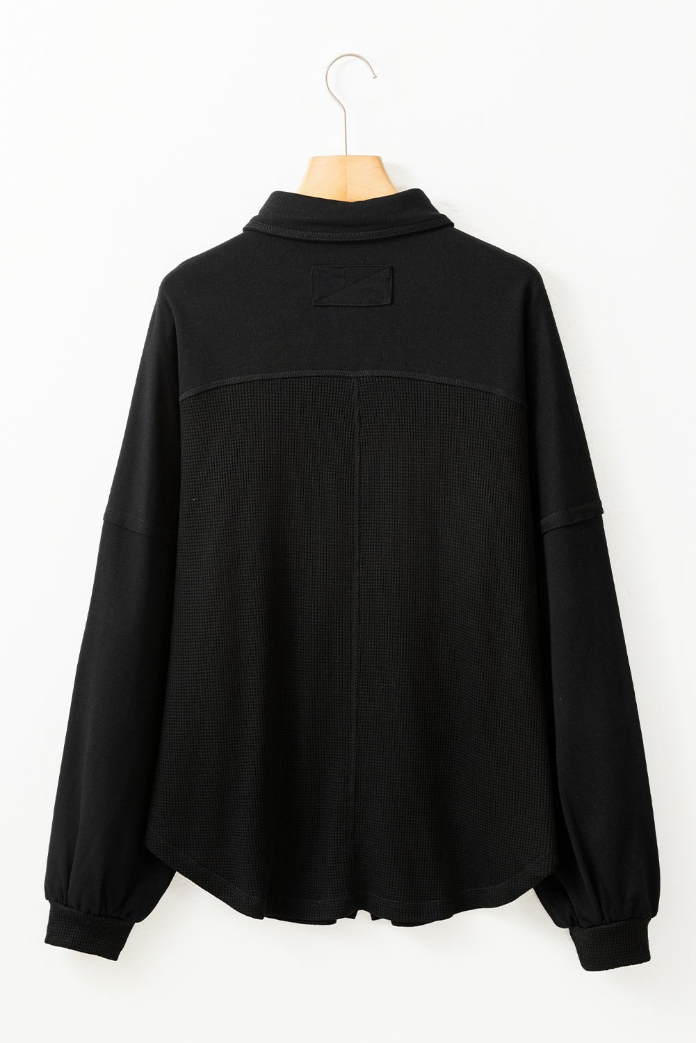 Waffle Knit Patchwork Reverse Seam Button-Up Shacket - Rooted & Reckless Co.