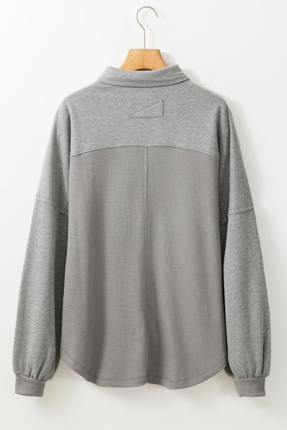 Waffle Knit Patchwork Reverse Seam Button-Up Shacket - Rooted & Reckless Co.