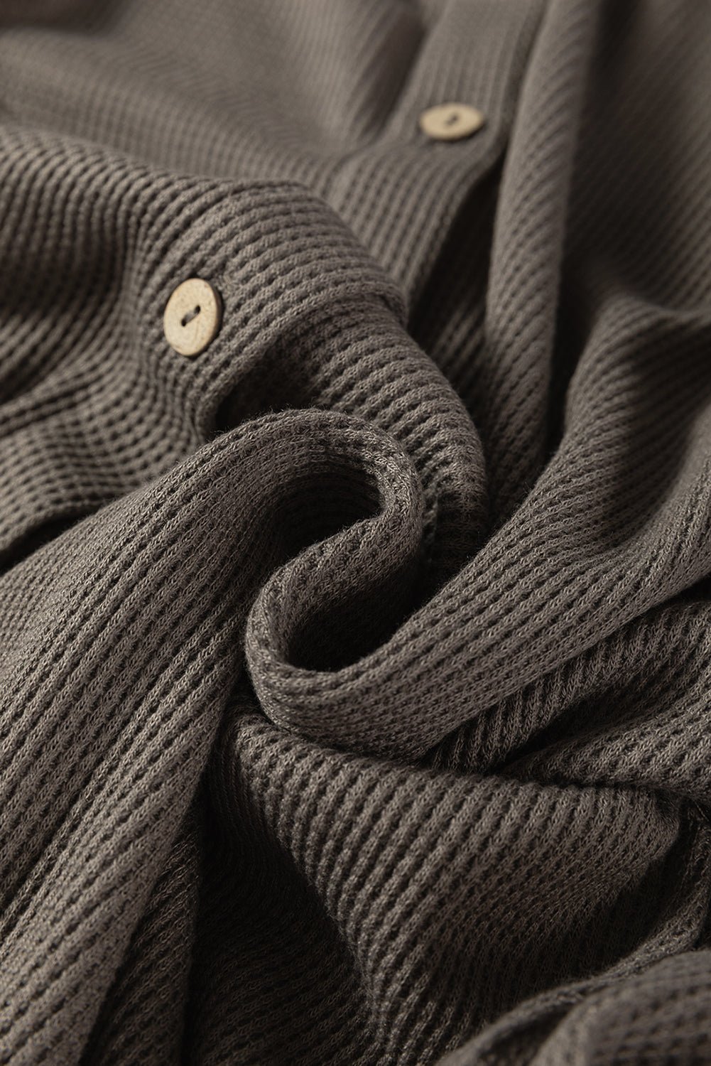 Waffle Knit Pleated Drop Shoulder Shirt Dress - Rooted & Reckless Co.