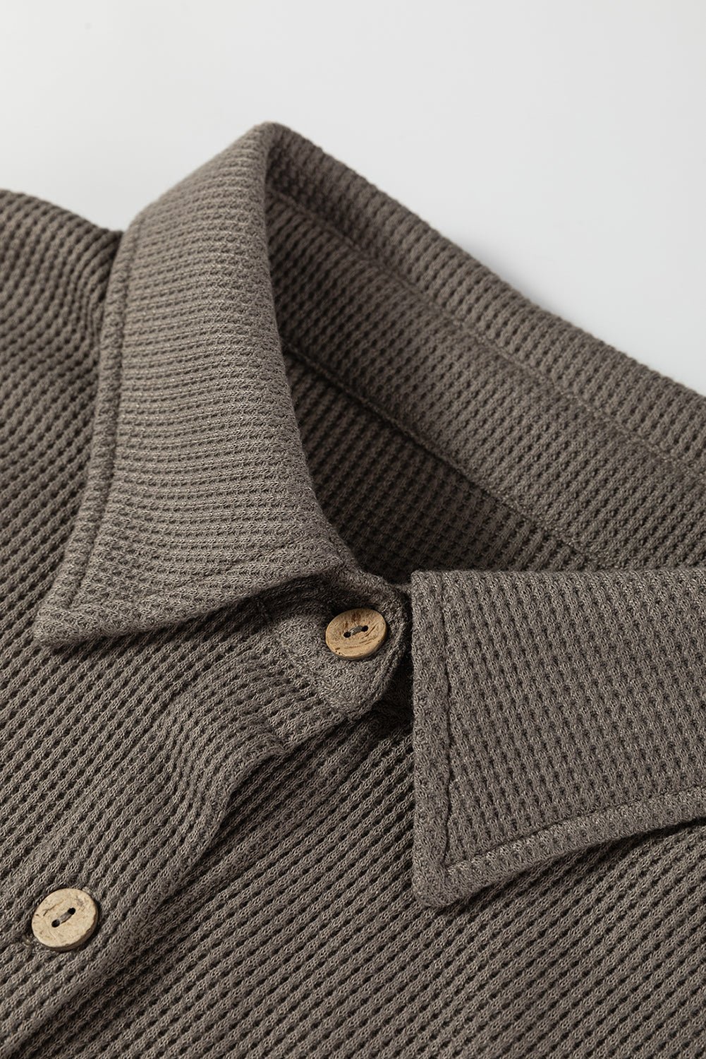 Waffle Knit Pleated Drop Shoulder Shirt Dress - Rooted & Reckless Co.