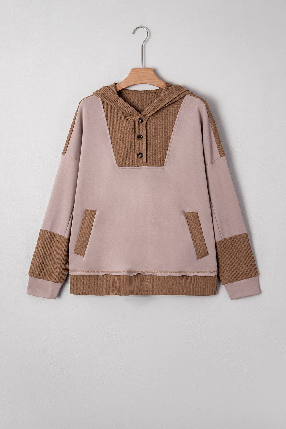 Waffle Patchwork Exposed Seam Oversize Hoodie - Rooted & Reckless Co.