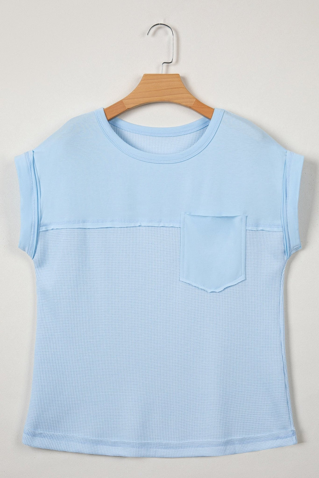 Waffle Patchwork Raw Seam Short Sleeve T-Shirt - Rooted & Reckless Co.
