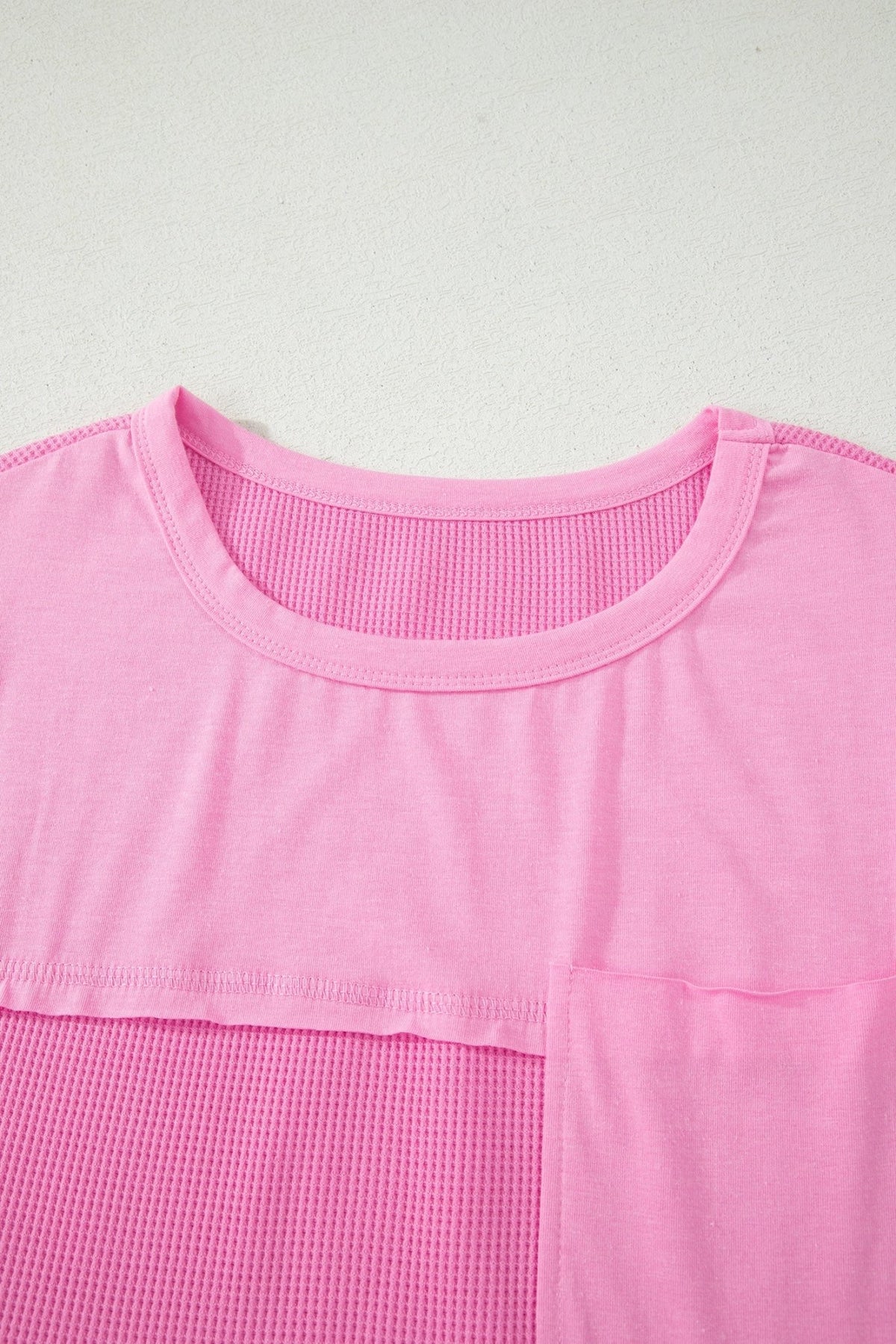 Waffle Patchwork Raw Seam Short Sleeve T-Shirt - Rooted & Reckless Co.