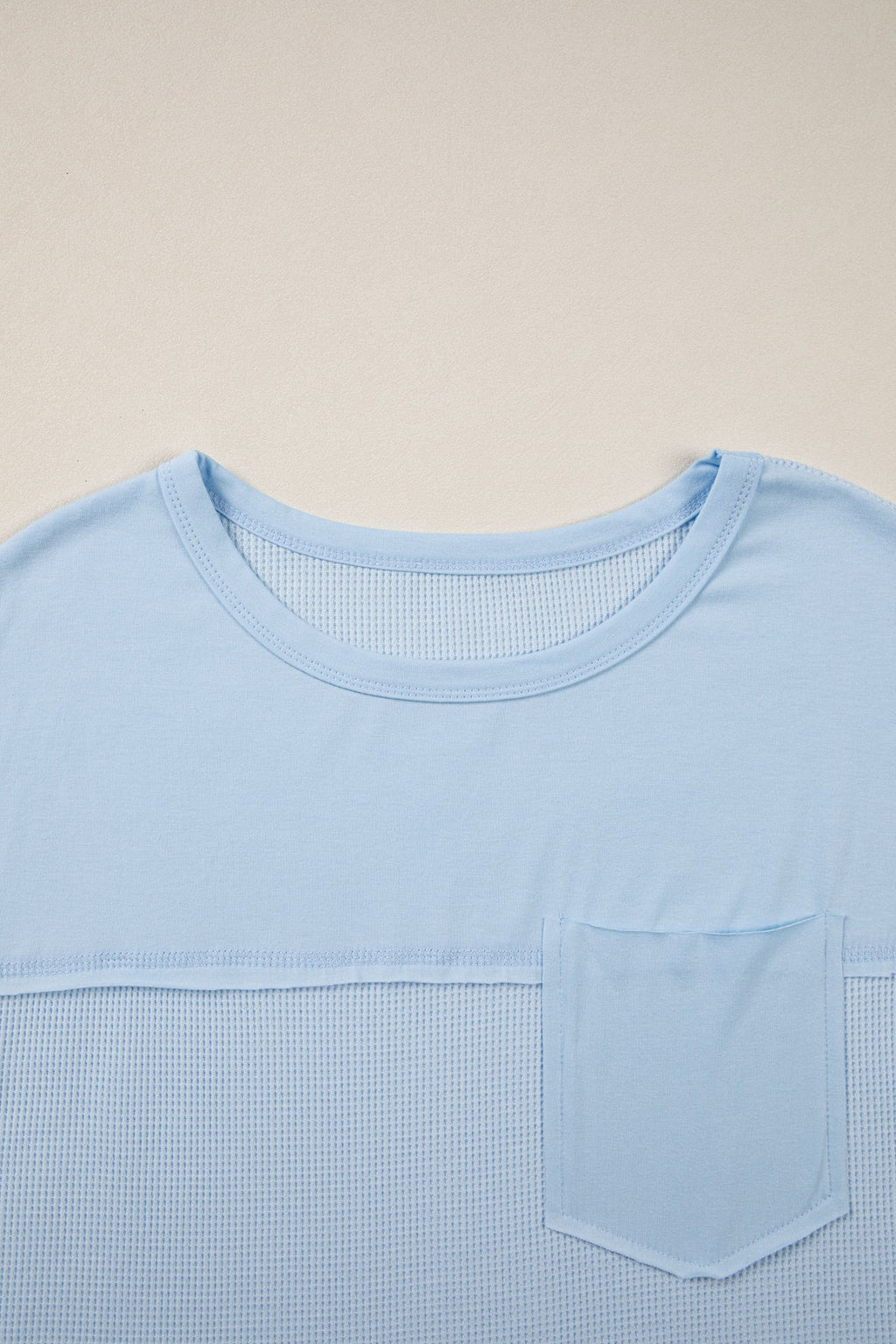 Waffle Patchwork Raw Seam Short Sleeve T-Shirt - Rooted & Reckless Co.