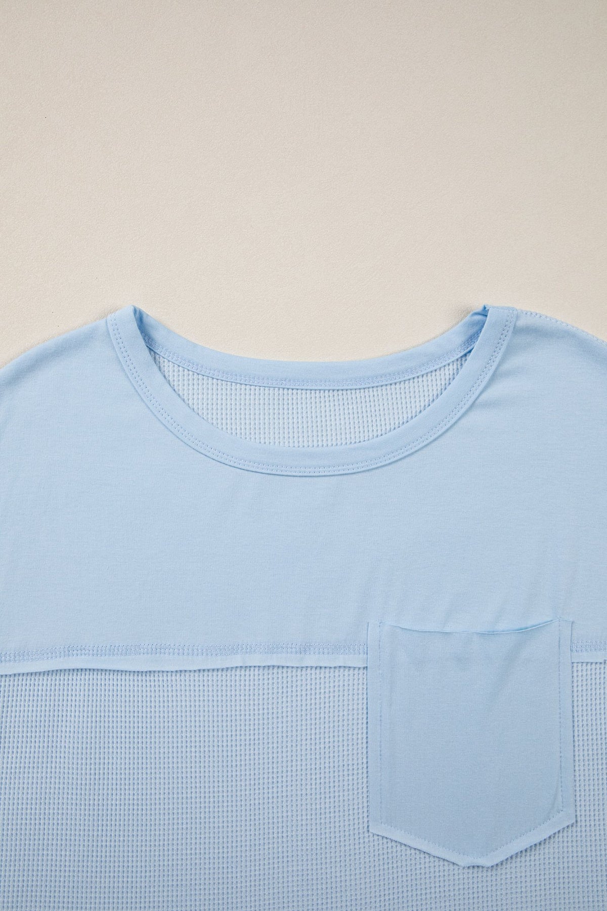 Waffle Patchwork Raw Seam Short Sleeve T-Shirt - Rooted & Reckless Co.