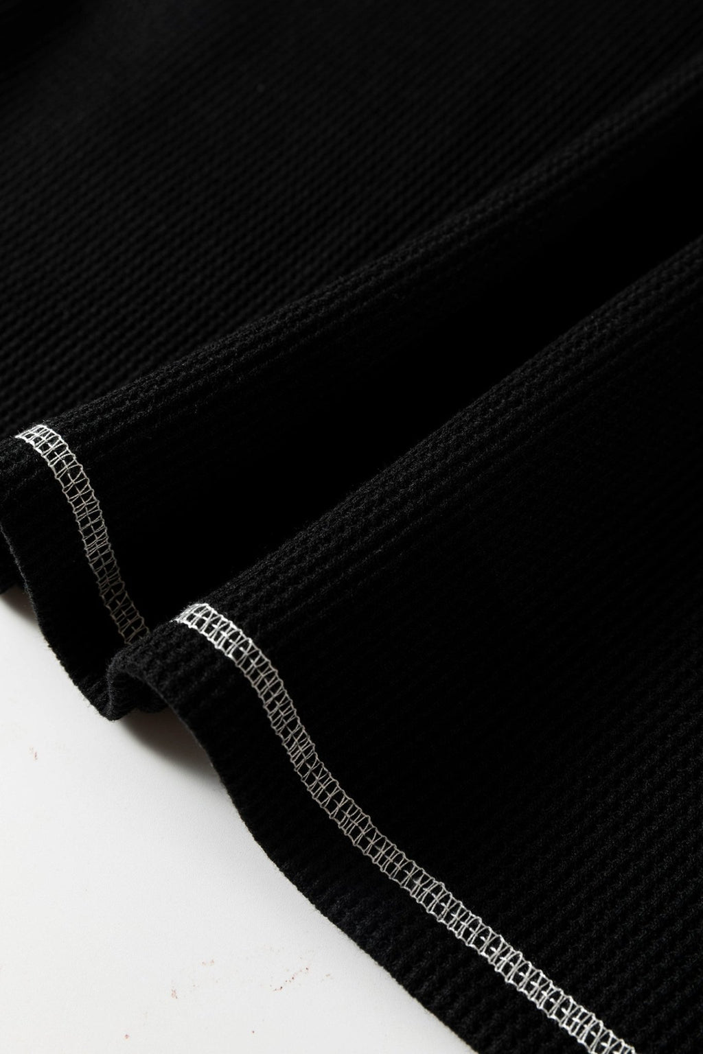 Waffle Textured Contrast Trim V-Neck Tee - Rooted & Reckless Co.