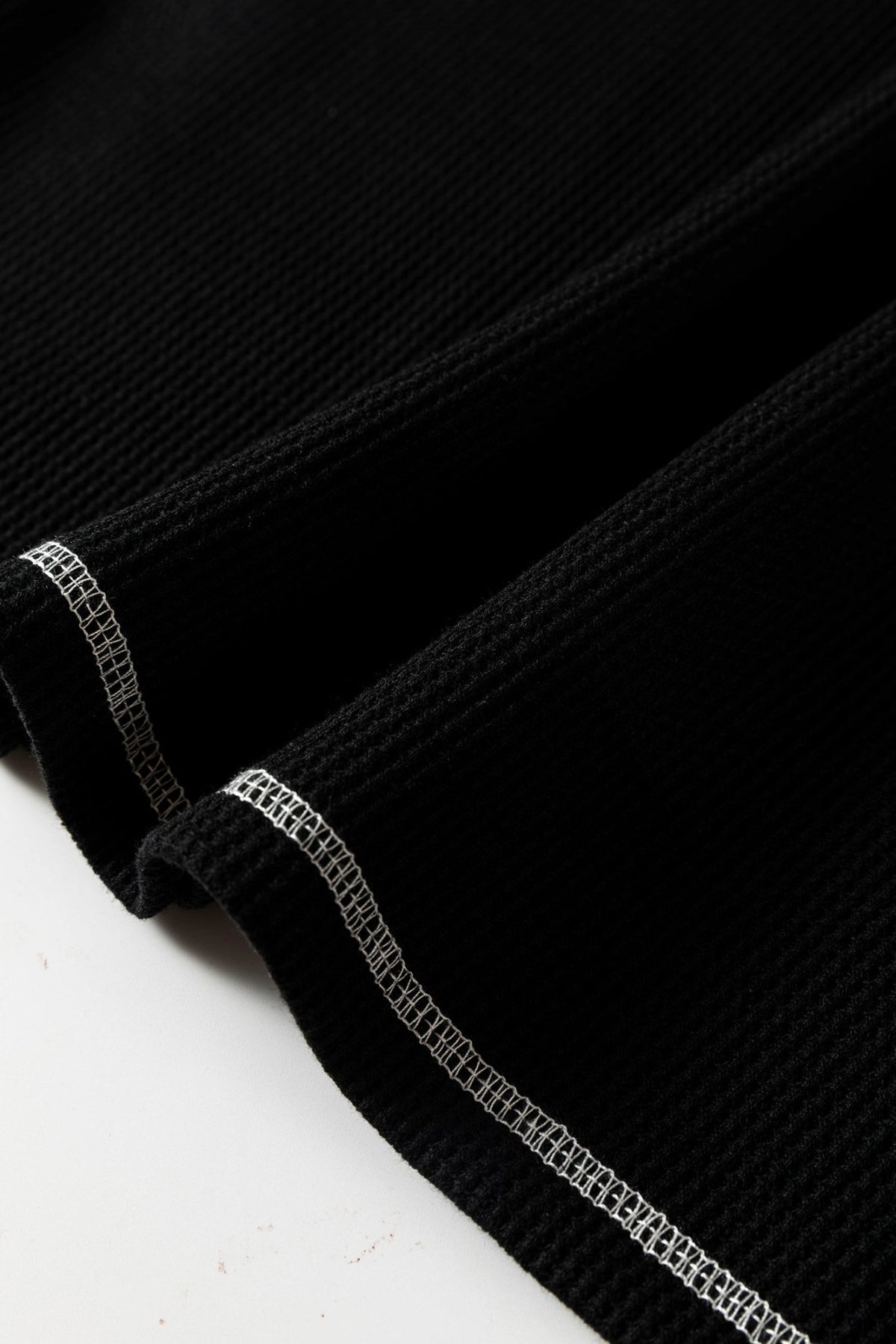 Waffle Textured Contrast Trim V-Neck Tee - Rooted & Reckless Co.