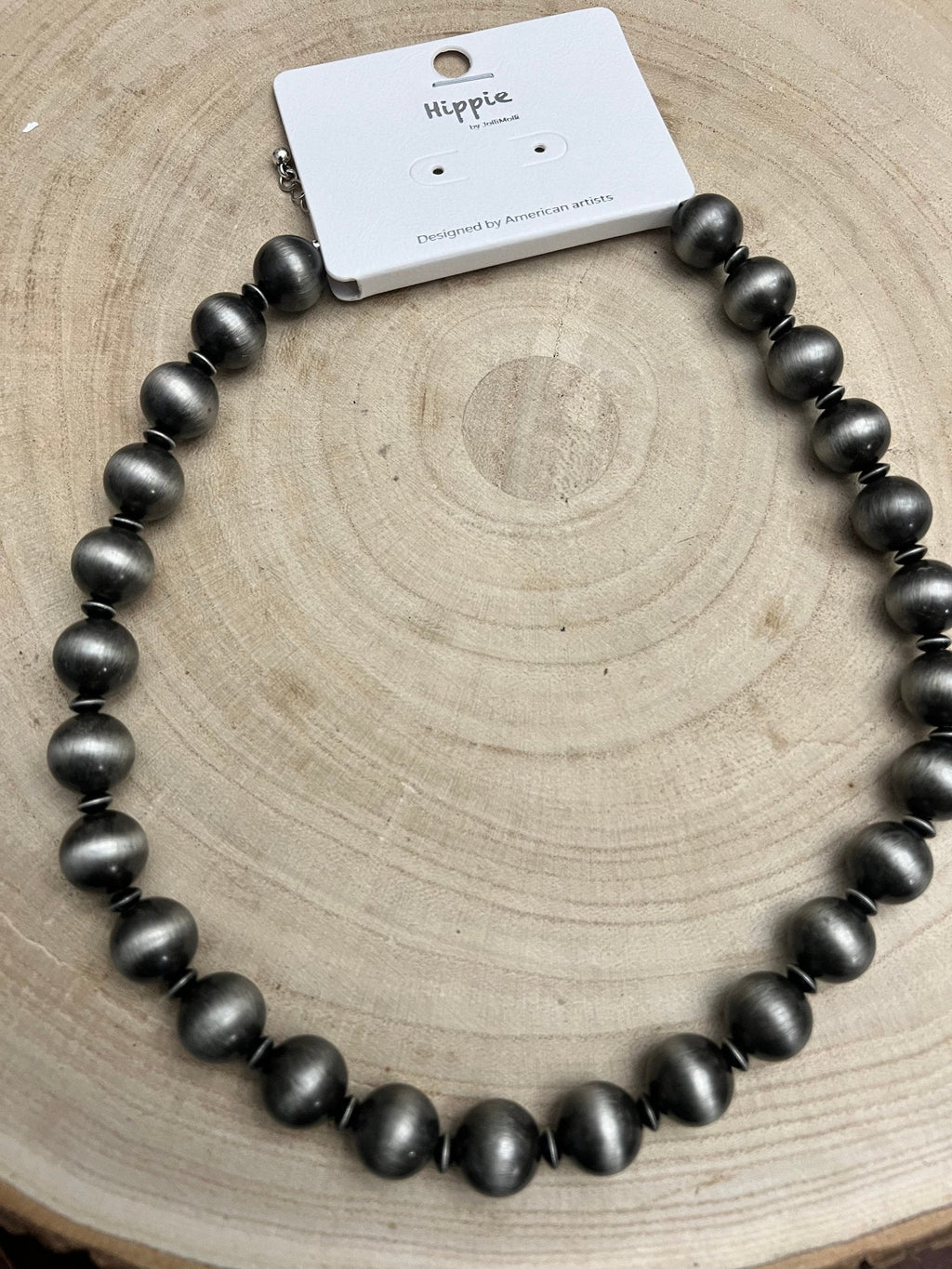 Western 12mm Faux Sterling Pearl Necklace with Saucer Spacers — 18 Inch - Rooted & Reckless Co.