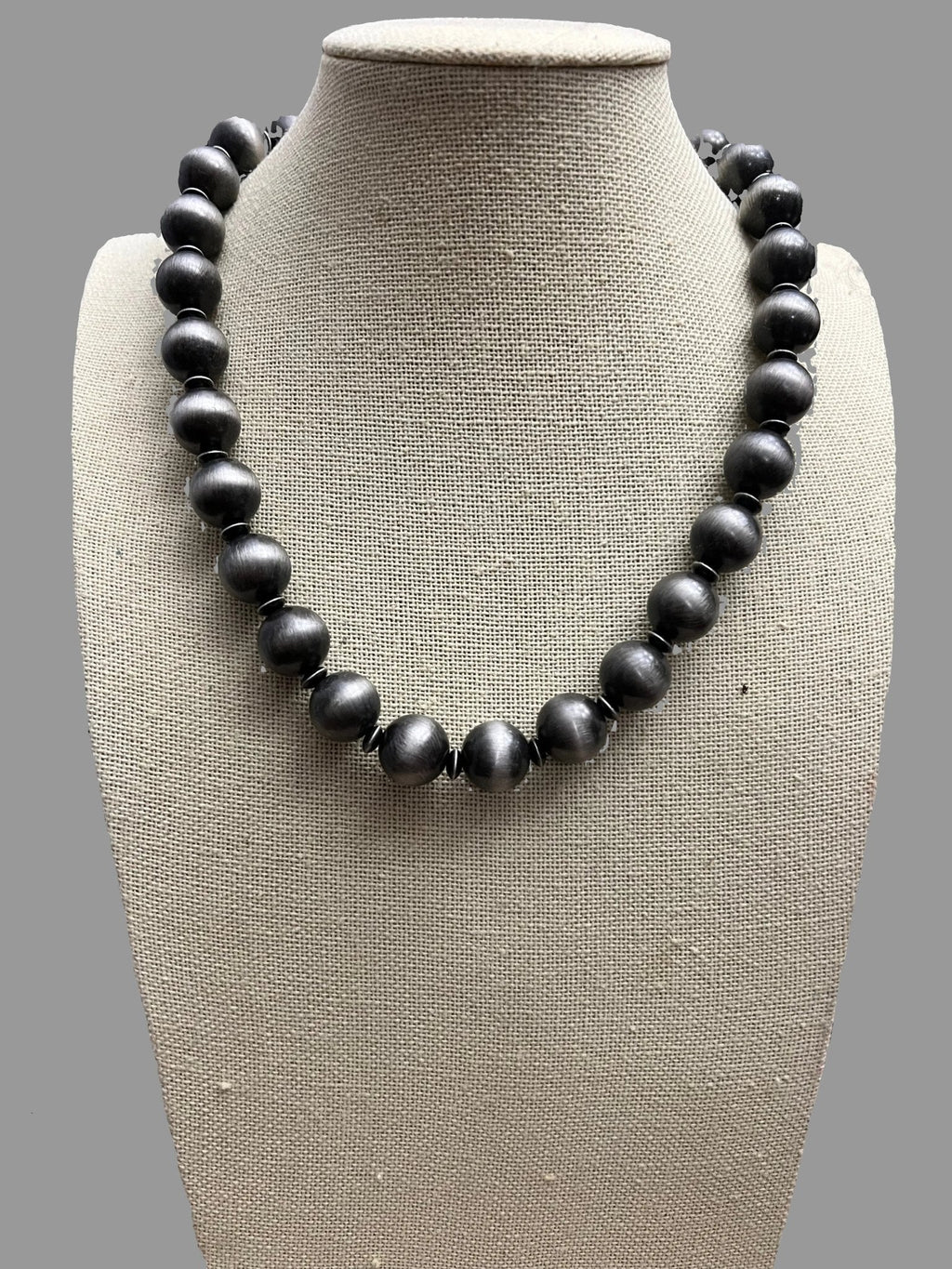 Western 12mm Faux Sterling Pearl Necklace with Saucer Spacers — 18 Inch - Rooted & Reckless Co.
