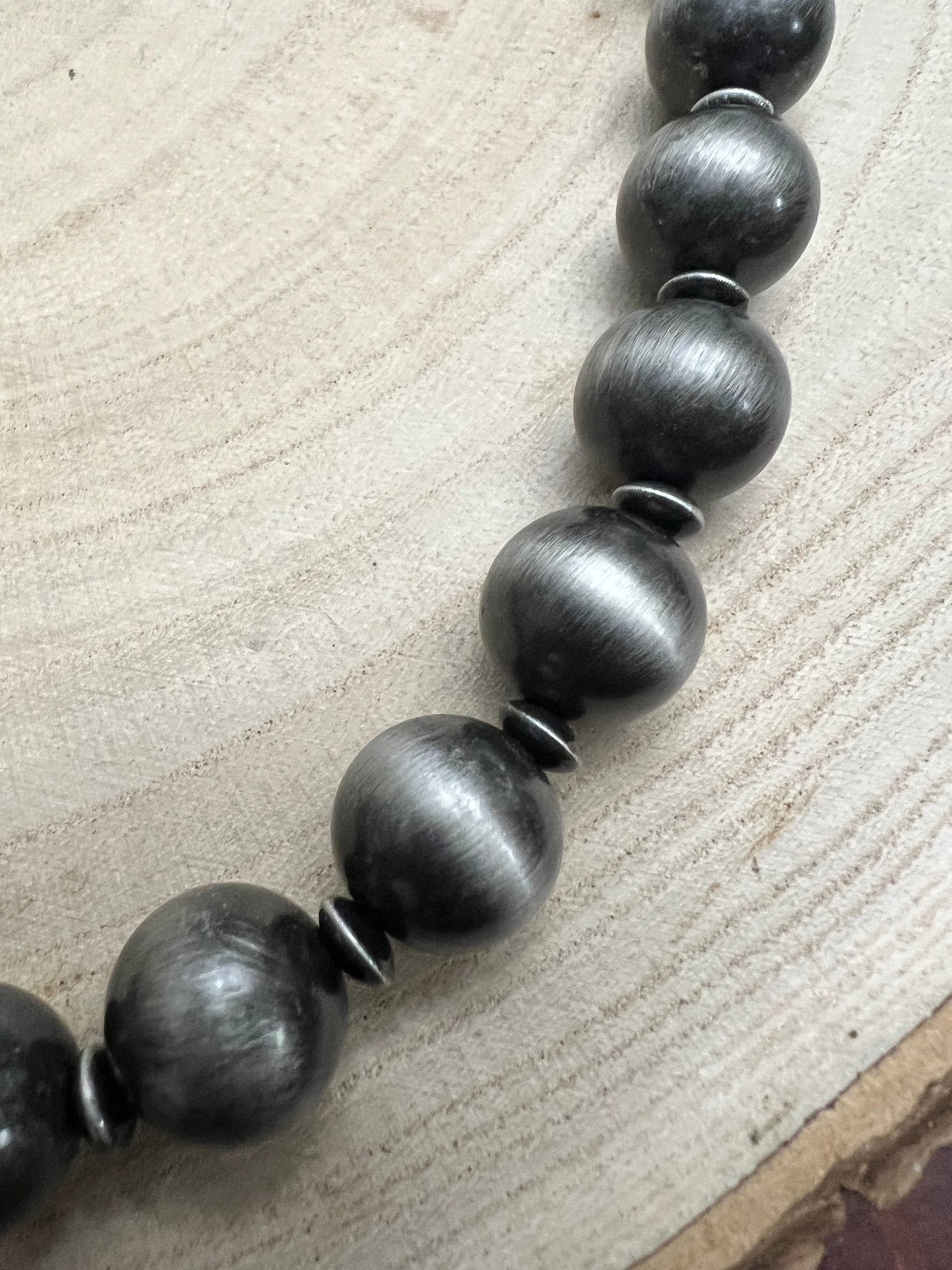 Western 12mm Faux Sterling Pearl Necklace with Saucer Spacers — 18 Inch - Rooted & Reckless Co.