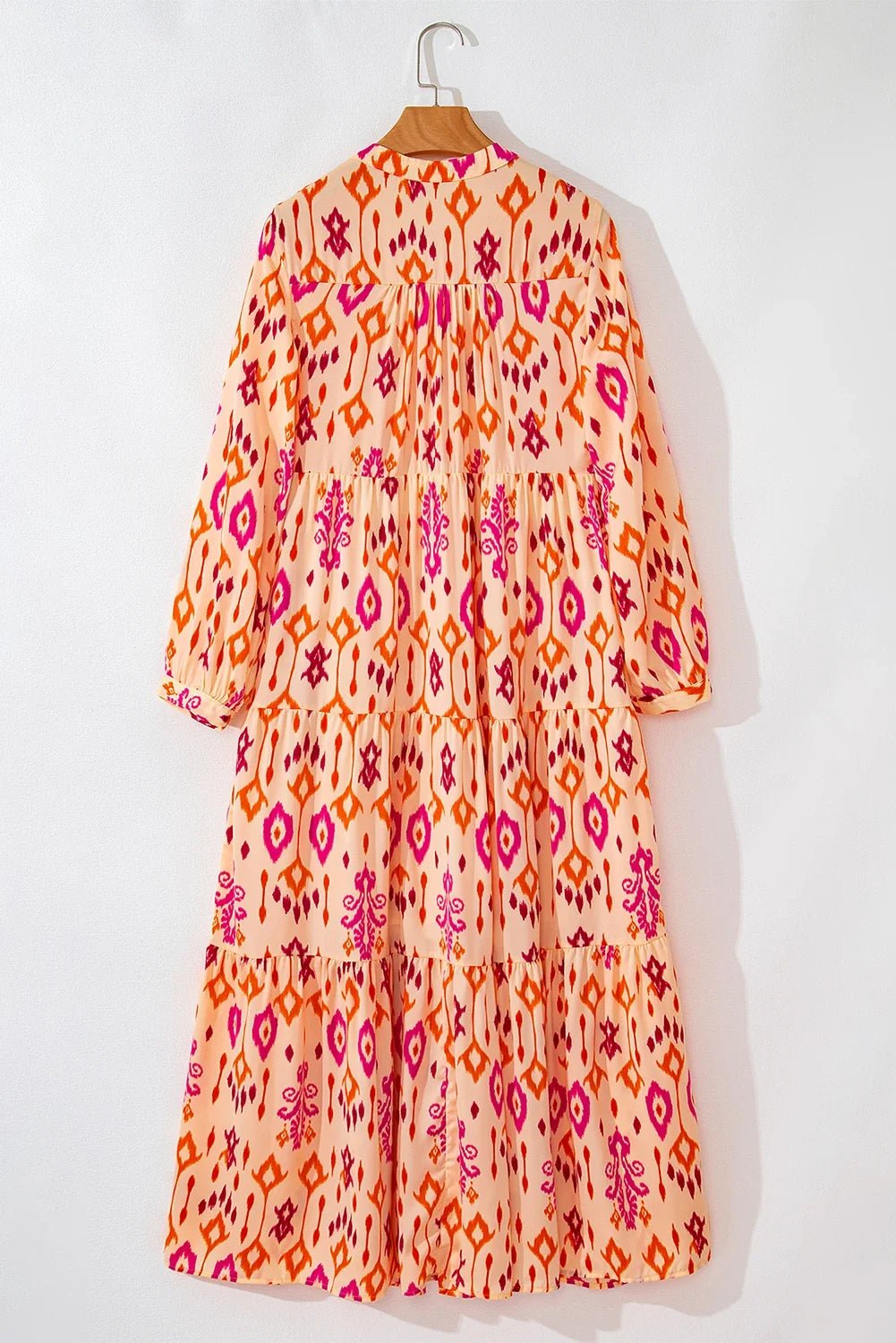 Western Abstract Geometric Long Sleeve Maxi Dress - Rooted & Reckless Co.