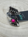 Western Arrow Head Cuff Ring with Faux Pink Stone — Adjustable Hand Statement - Rooted & Reckless Co.