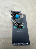 Western Arrow Head Cuff Ring with Faux Turquoise Stone — Adjustable Hand Statement - Rooted & Reckless Co.