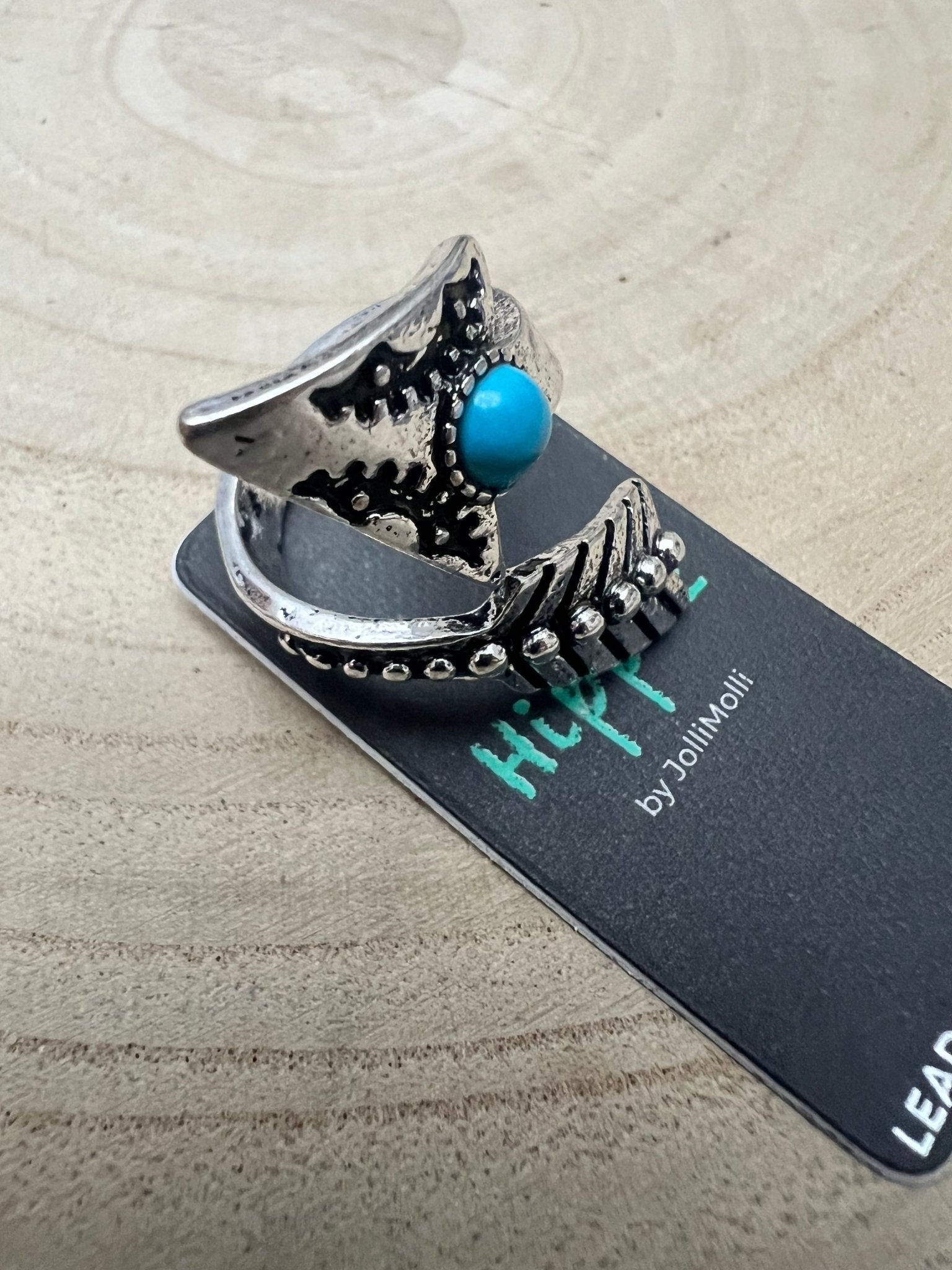 Western Arrow Head Cuff Ring with Faux Turquoise Stone — Adjustable Hand Statement - Rooted & Reckless Co.