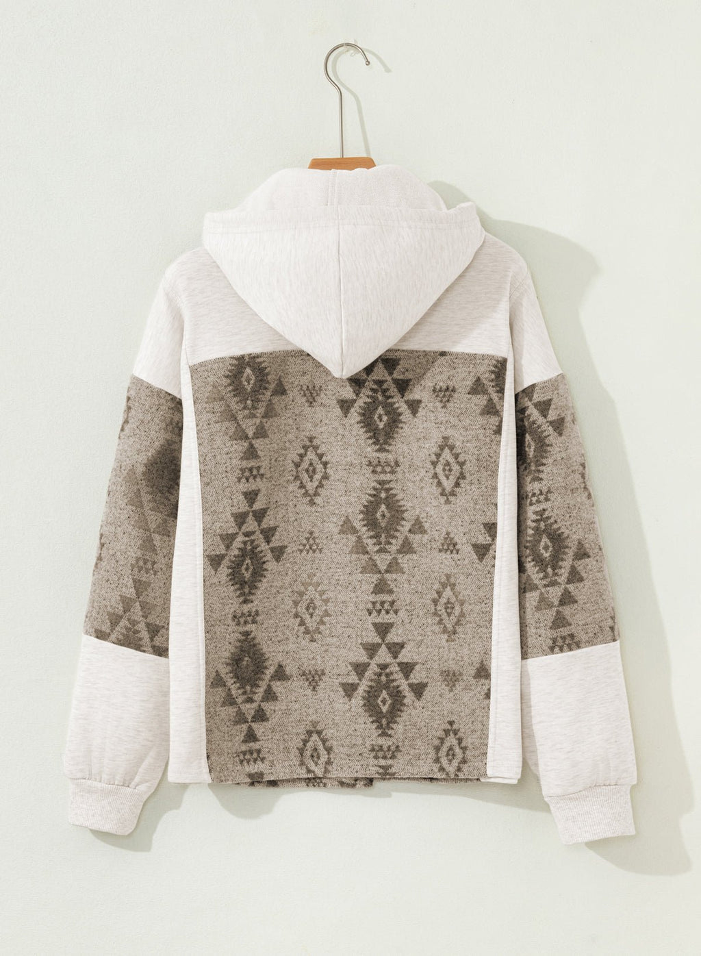 Western Aztec Colorblock Patchwork Drawstring Hooded Shacket - Rooted & Reckless Co.