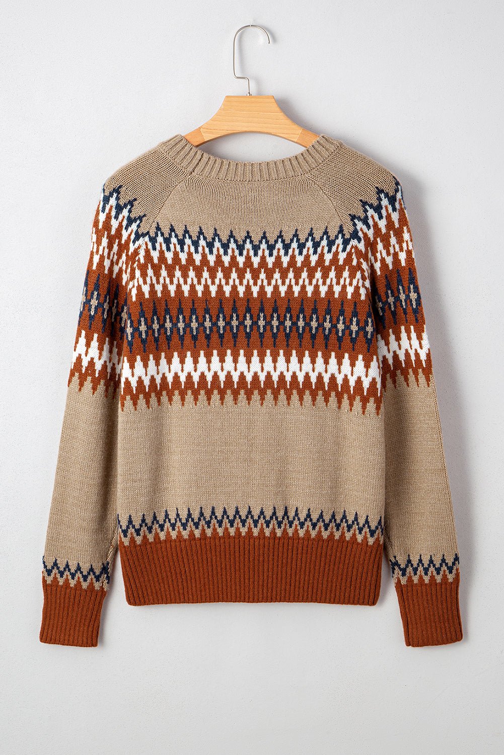 Western Aztec Geometric Colorblock Crewneck Sweater - Rooted & Reckless Co.