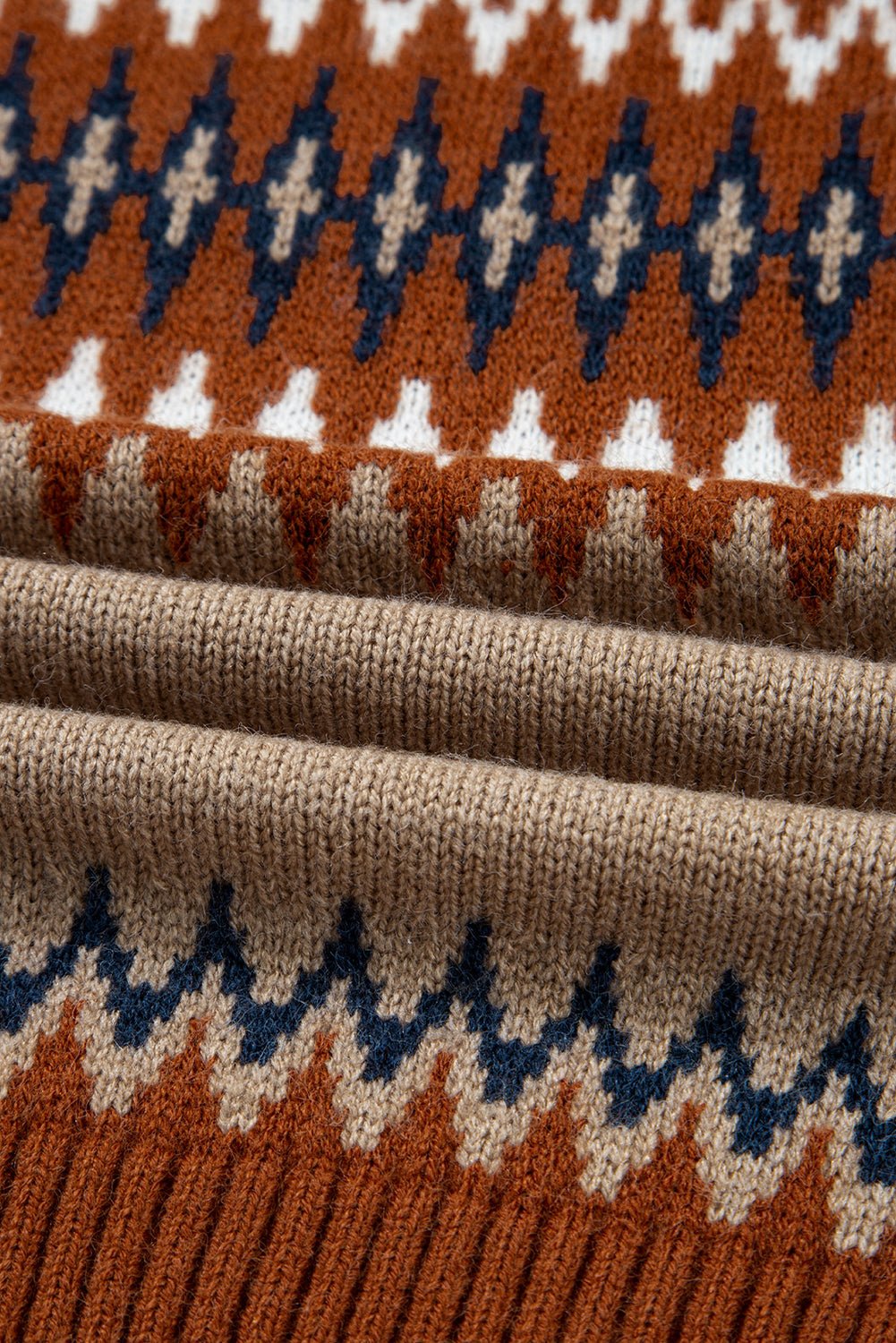 Western Aztec Geometric Colorblock Crewneck Sweater - Rooted & Reckless Co.