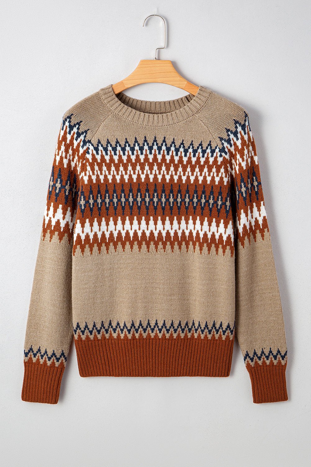 Western Aztec Geometric Colorblock Crewneck Sweater - Rooted & Reckless Co.