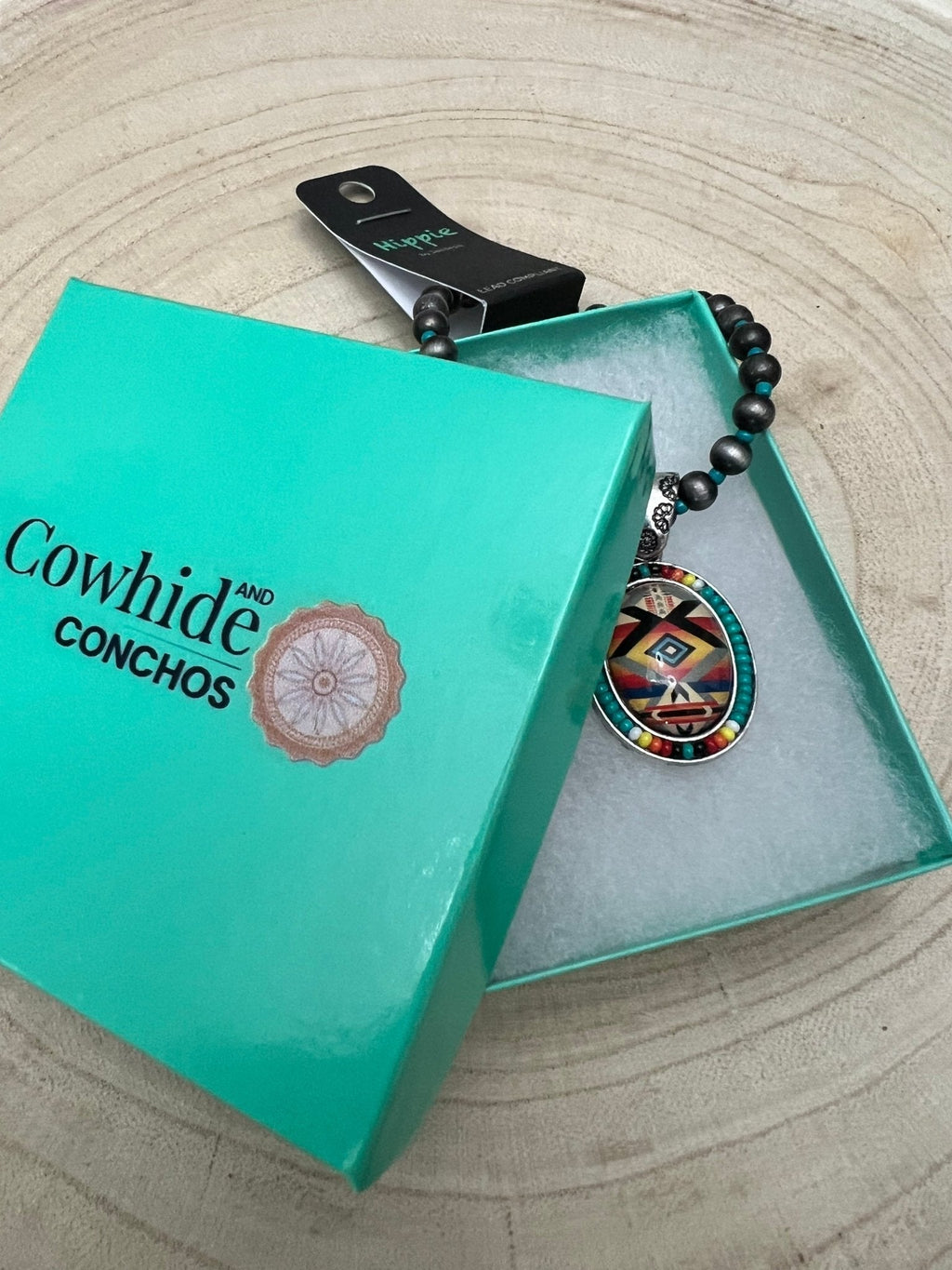 Western Aztec Pendant Stretch Bracelet — Seed Bead, Faux Pearl & Turquoise Accents - Rooted & Reckless Co.