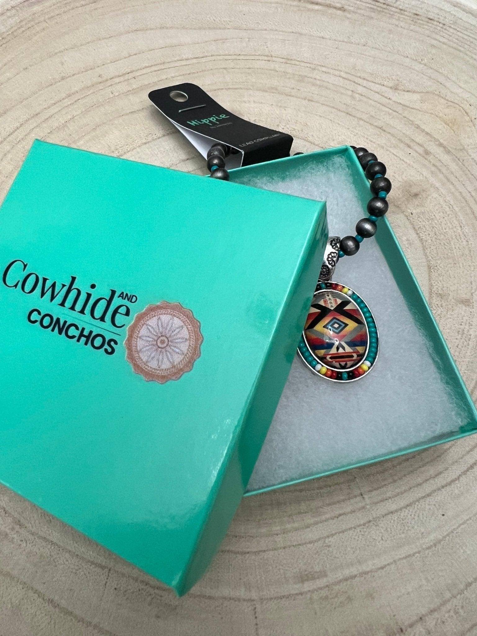 Western Aztec Pendant Stretch Bracelet — Seed Bead, Faux Pearl & Turquoise Accents - Rooted & Reckless Co.