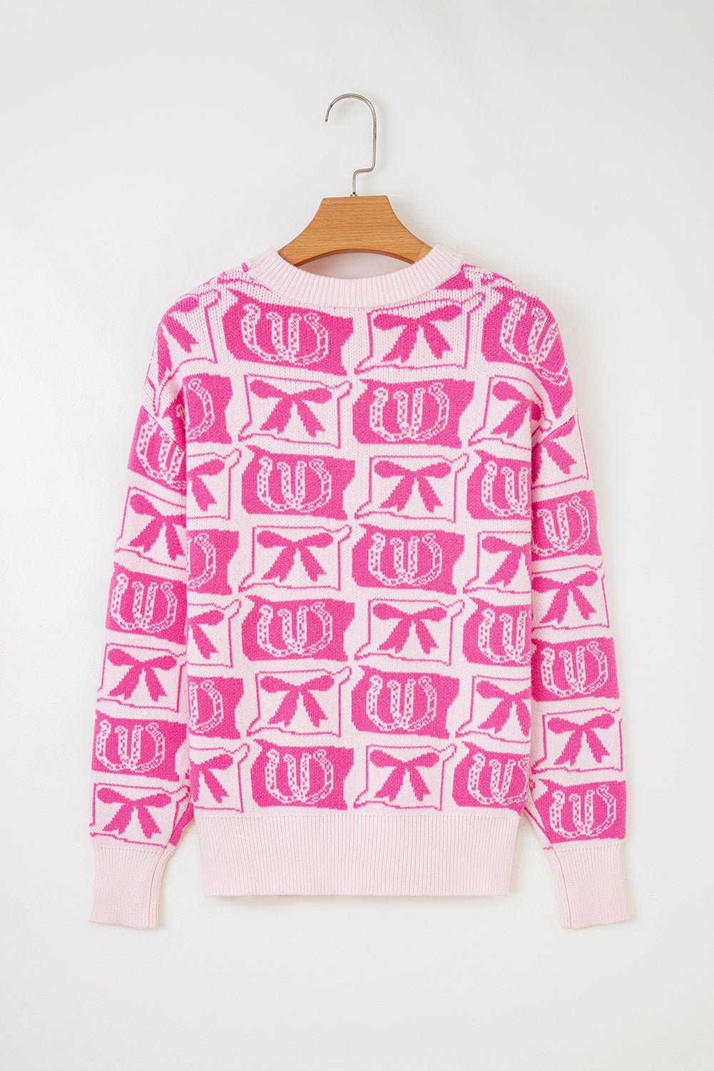 Western Bows & Horseshoes Drop Shoulder Sweater - Rooted & Reckless Co.