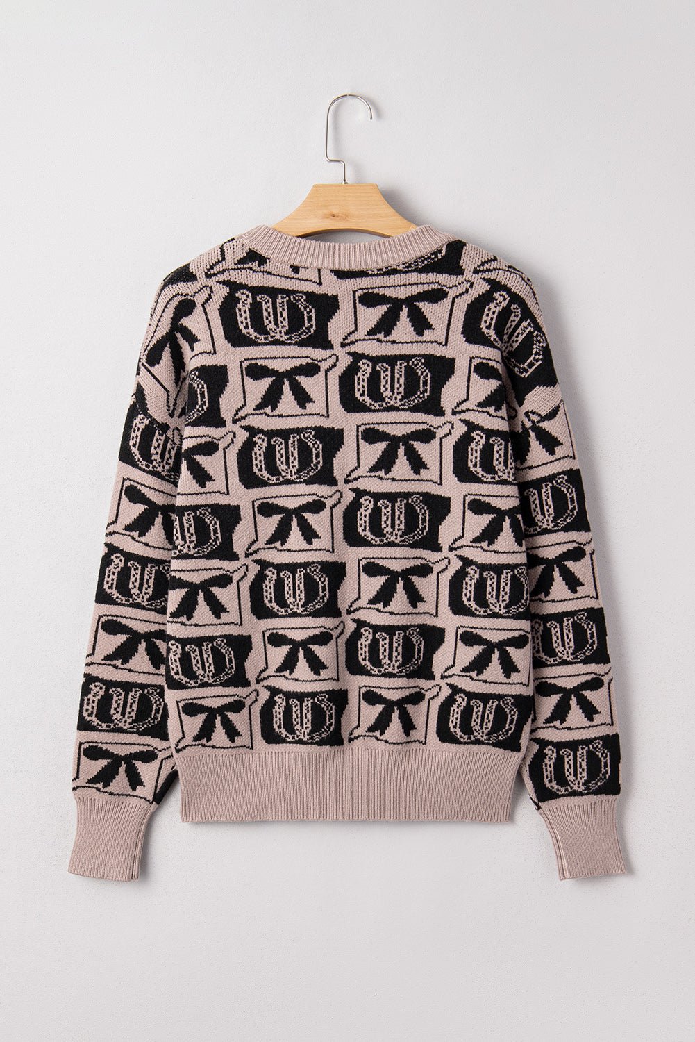 Western Bows & Horseshoes Drop Shoulder Sweater - Rooted & Reckless Co.
