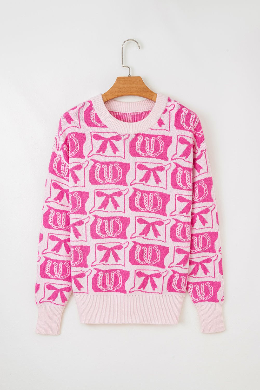 Western Bows & Horseshoes Drop Shoulder Sweater - Rooted & Reckless Co.