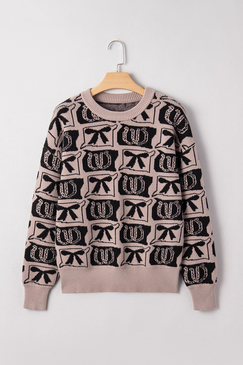 Western Bows & Horseshoes Drop Shoulder Sweater - Rooted & Reckless Co.