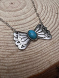 Western Bowtie & Faux Turquoise Necklace — 18 Inch with Extender - Rooted & Reckless Co.
