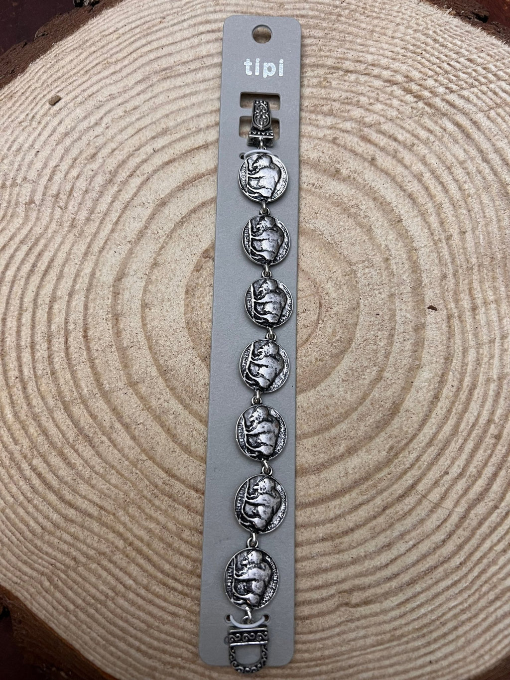 Western Buffalo Coin Magnetic Bracelet — Easy-On Silver Bangle - Rooted & Reckless Co.