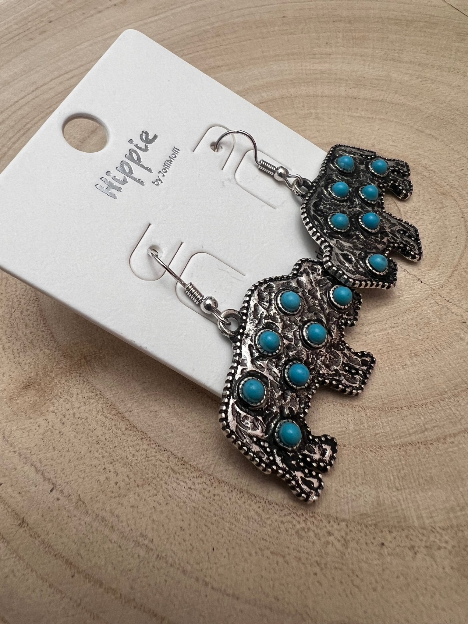 Western Buffalo Faux White Buffalo Stone Dangle Earrings — 1½" Drop - Rooted & Reckless Co.