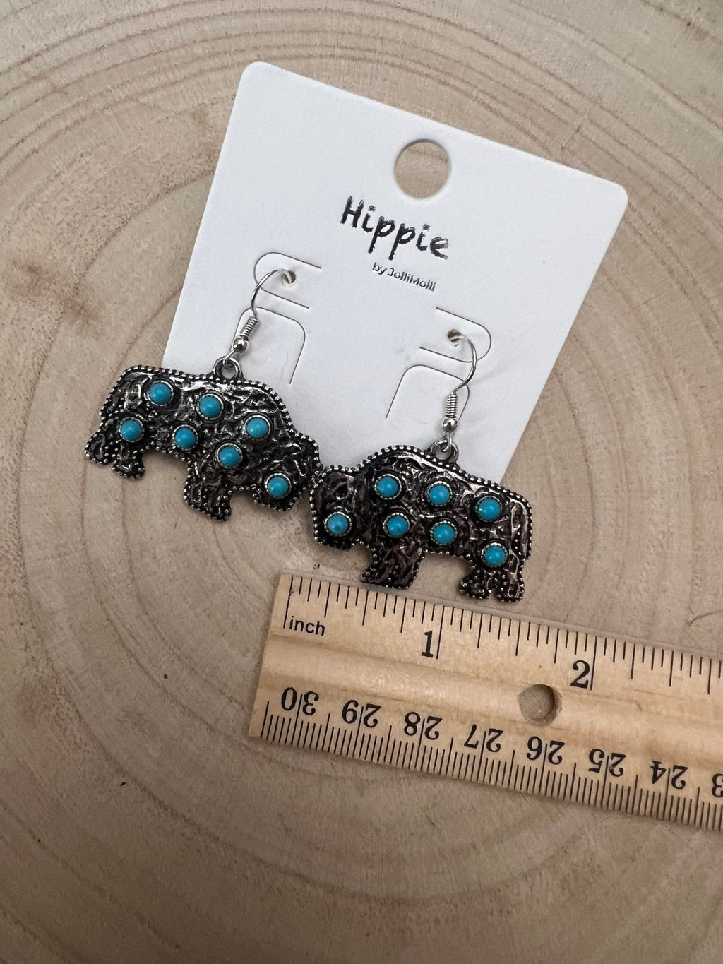 Western Buffalo Faux White Buffalo Stone Dangle Earrings — 1½" Drop - Rooted & Reckless Co.