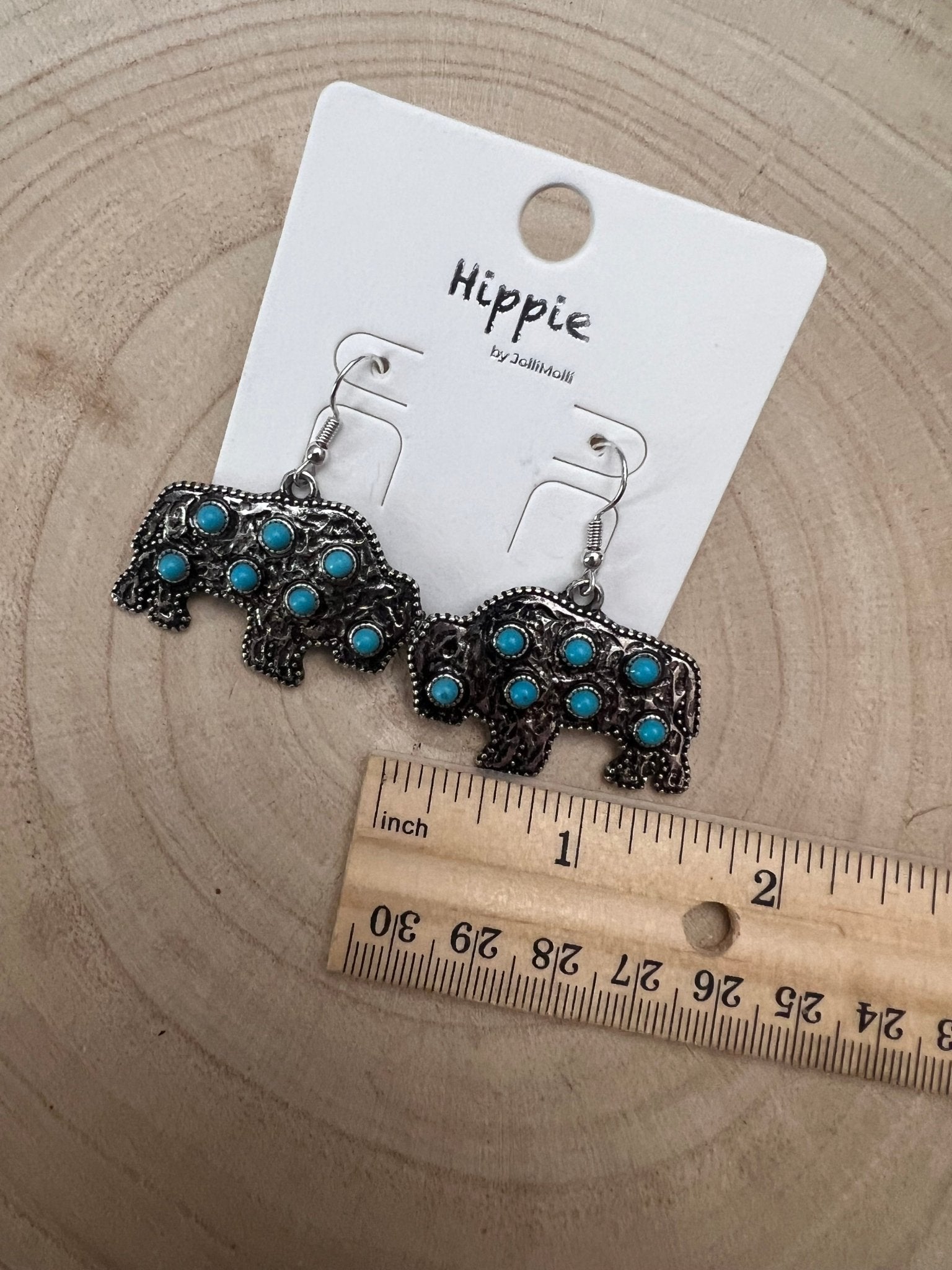 Western Buffalo Faux White Buffalo Stone Dangle Earrings — 1½" Drop - Rooted & Reckless Co.