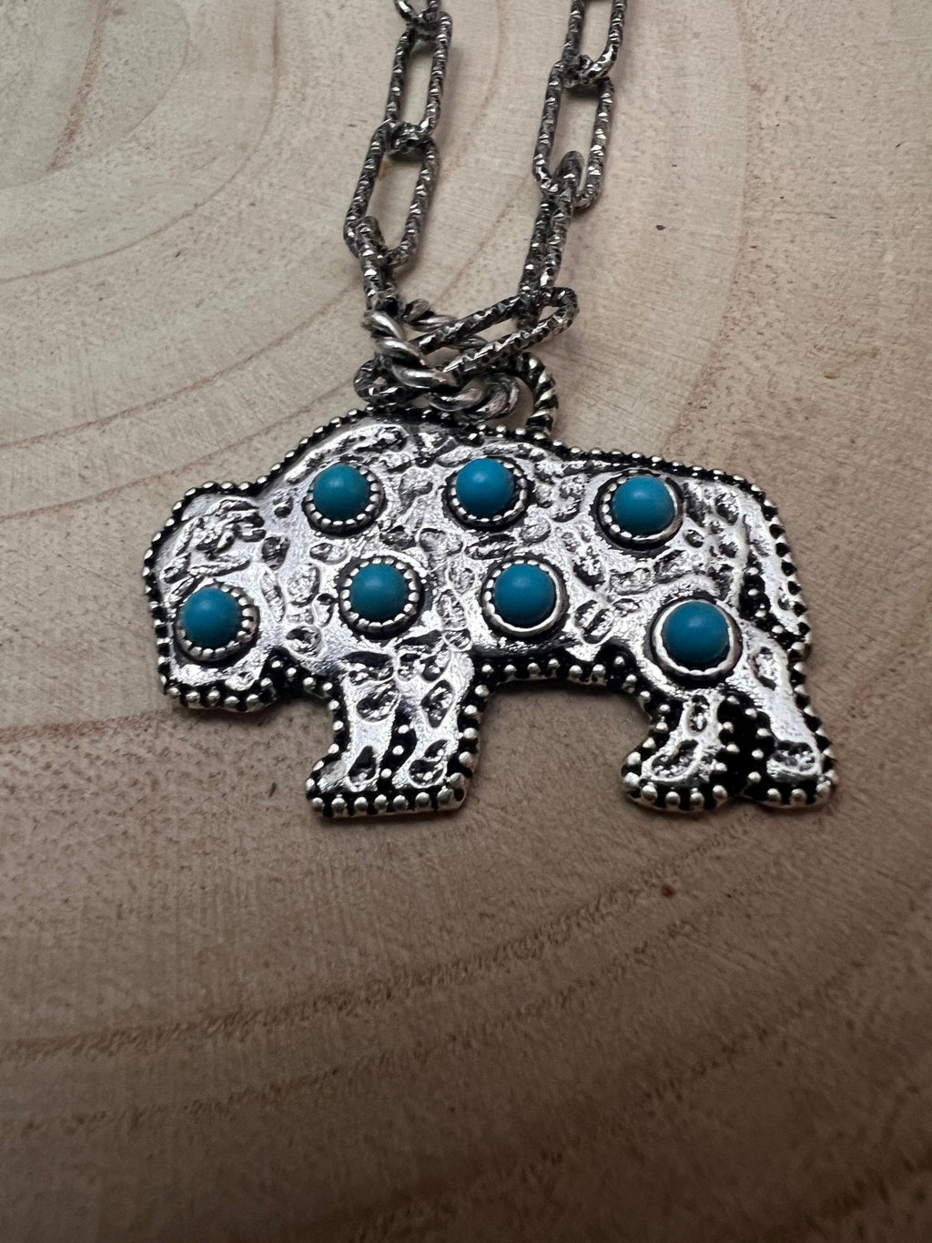 Western Buffalo Pendant Necklace with Faux Turquoise — 18 Inch with Extender - Rooted & Reckless Co.