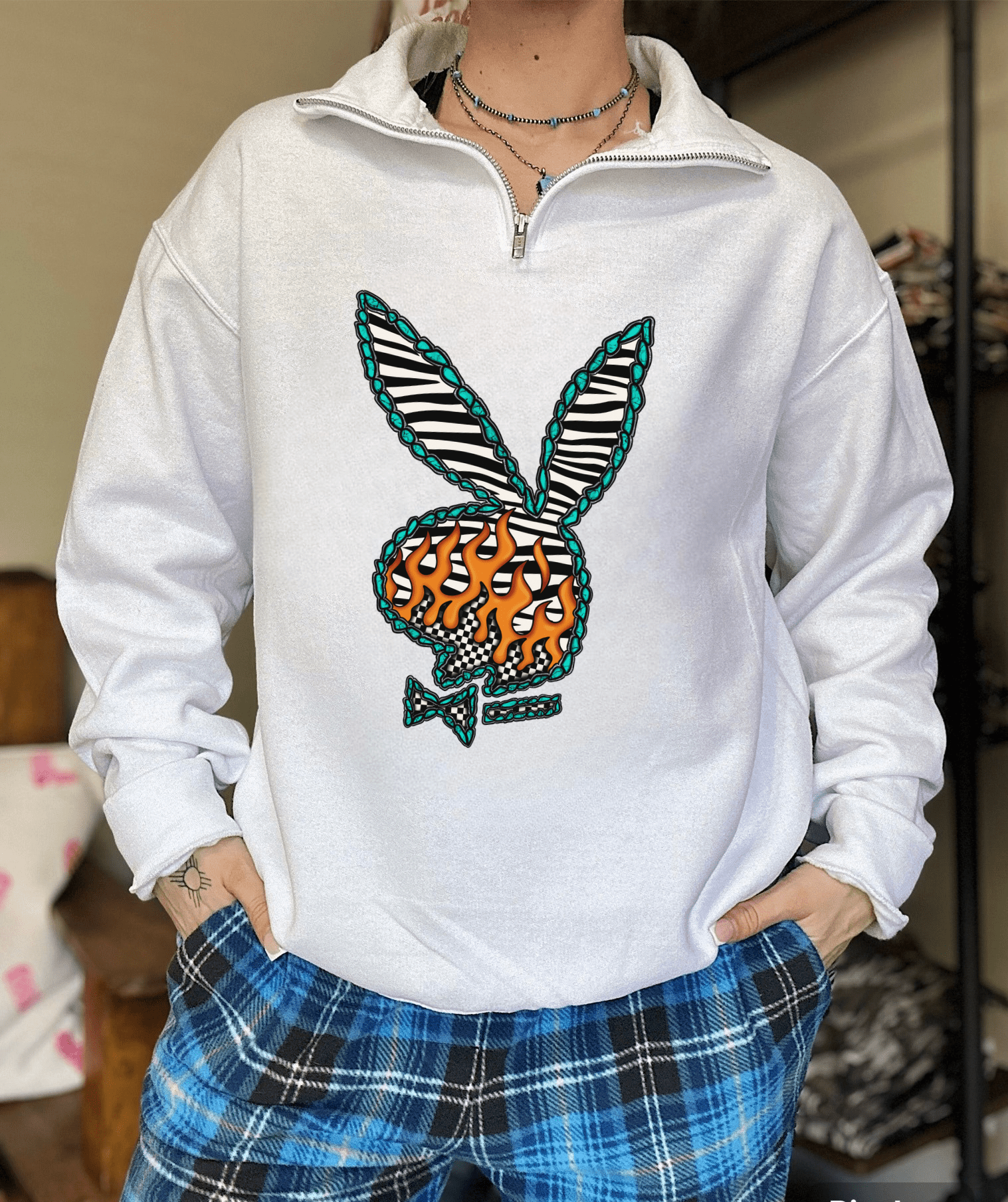 Western Bunny Quarter Zip - Rooted & Reckless Co.