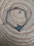 Western Cactus & Faux Turquoise Cuban Chain Bracelet - Rooted & Reckless Co.