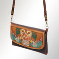 Western Cactus Fields Hand-Tooled Genuine Leather Bag/Wallet Hybrid — Vegetable Tanned American Leather - Rooted & Reckless Co.