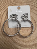 Western Card Theme Hoop Earrings with Playing Card Detail — 2" Drop - Rooted & Reckless Co.