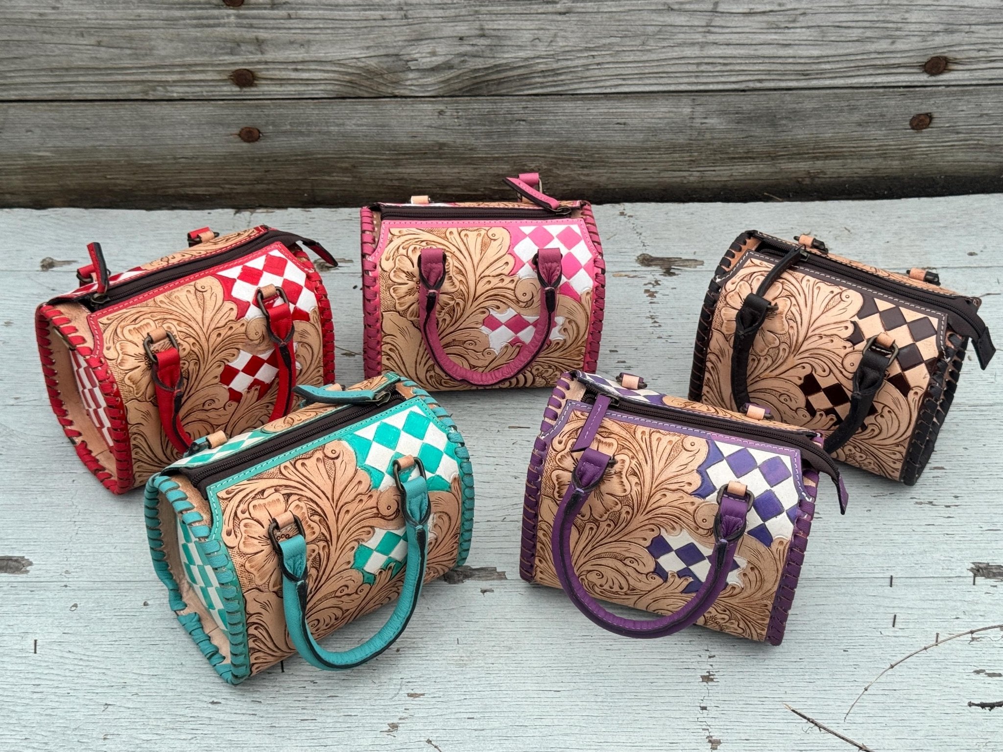 Western Checkered Colorful Speedy Barrel Bag by Double B - Rooted & Reckless Co.